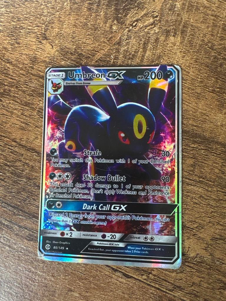 Pokémon Kaart Umbreon GX 80/149 Full Art Sun & Moon, Ophalen of Verzenden, Gebruikt, Losse kaart, Foil