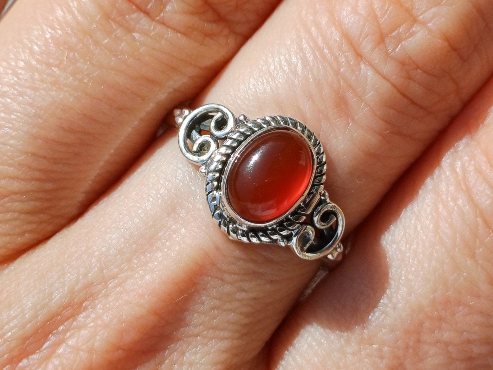 Vanoli 925 zilveren ring met carneool maat 18, Daiva1973@hotmail.com, 18 tot 19, Vanoli, Overige kleuren