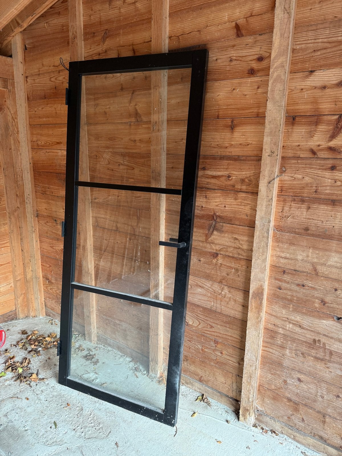 3 zwarte houten binnendeuren met glas – industrieel, Ophalen, 80 tot 100 cm, Binnendeur, Zo goed als nieuw