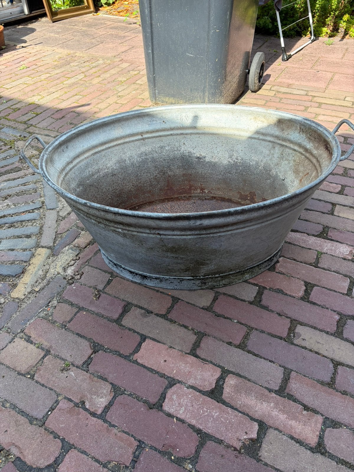 Antieke zinken wastobbe, Ophalen, Minder dan 30 cm, Rond, Zo goed als nieuw