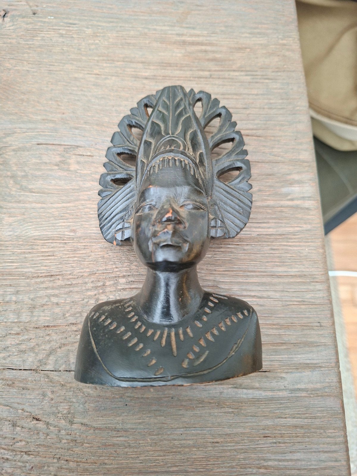 Houten Buste  Vrouw - Handgesneden Decoratie, Minder dan 20 cm, Buste, Ophalen of Verzenden, Handgemaakt