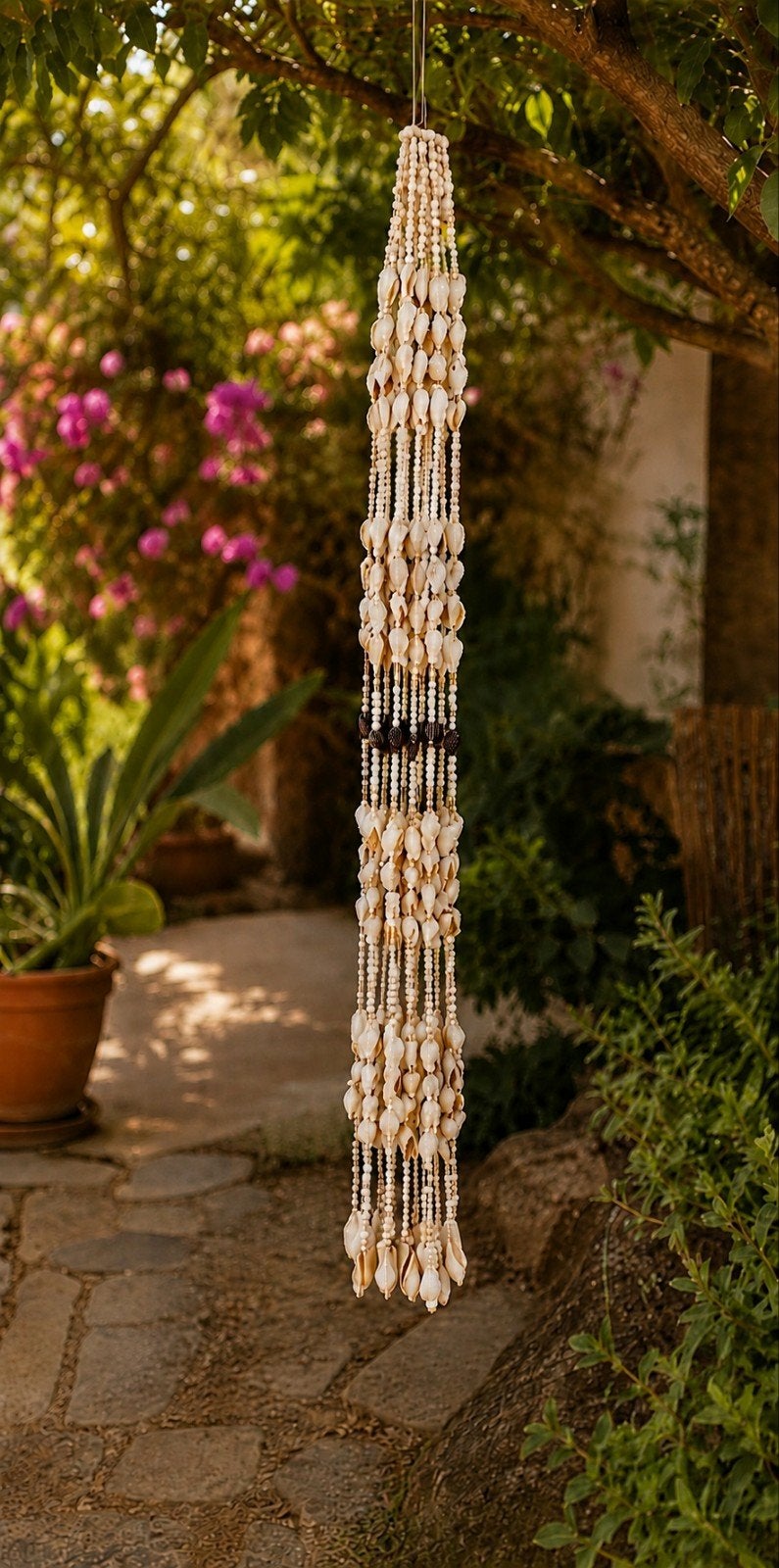 Handgemaakte Schelpenhanger Ibiza Boho Stijl 110 cm, Boho, Nieuw, Ophalen of Verzenden, Natuurlijk materiaal
