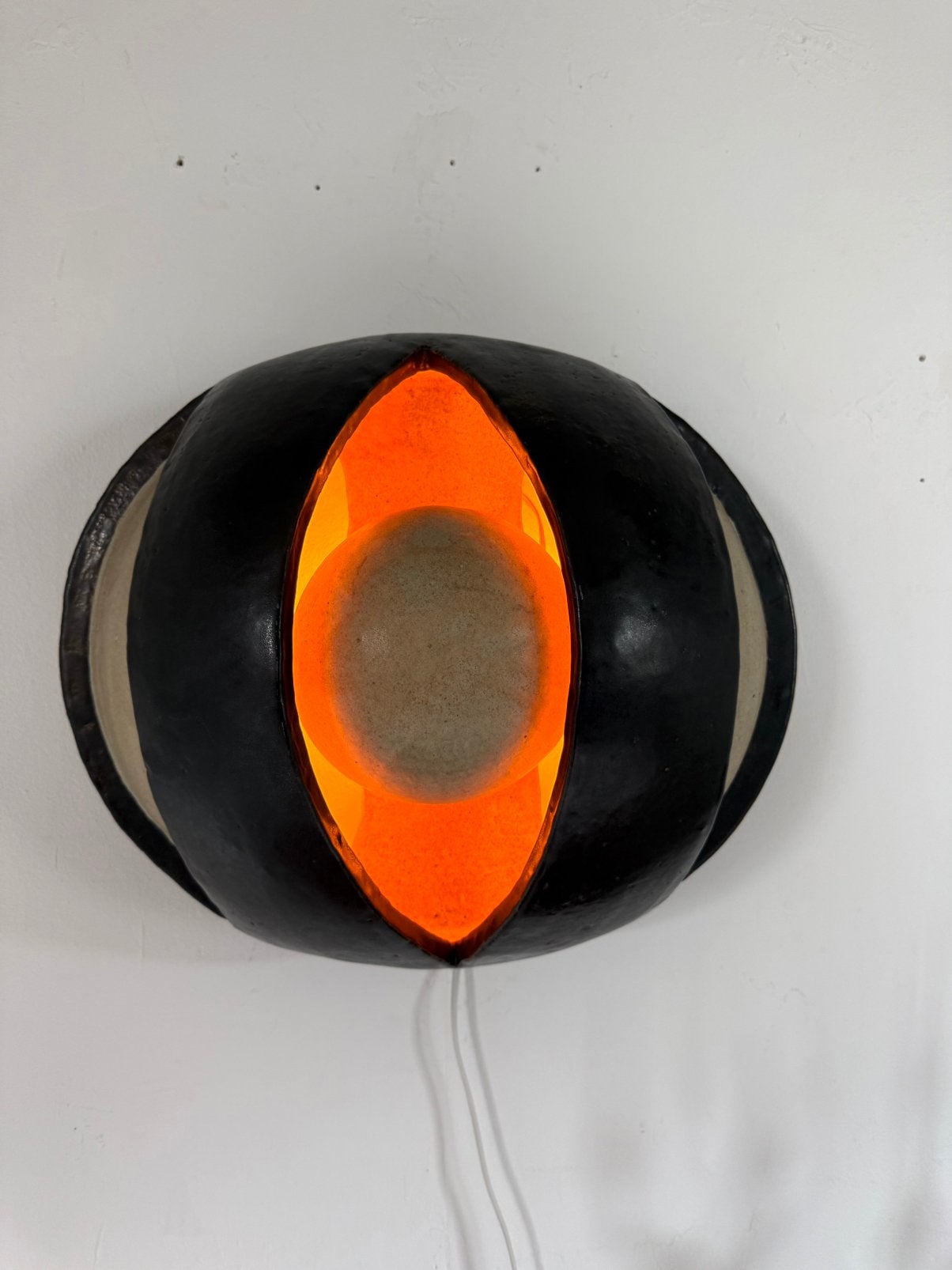 Vintage Brutalistische keramieken wandlamp, jaren ‘70, Gebruikt, Bruin, Keramiek, E14 (klein)