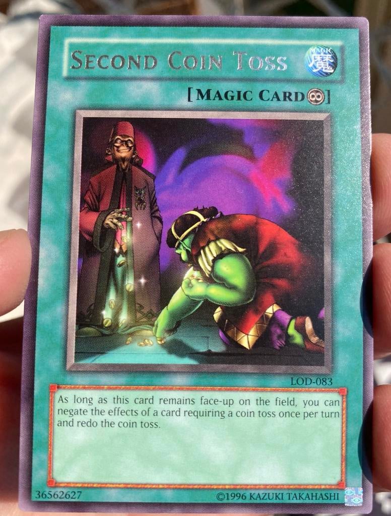Yu-Gi-Oh! Second Coin Toss LOD Old US Magic Rare !, Ophalen of Verzenden, Gebruikt, Losse kaart