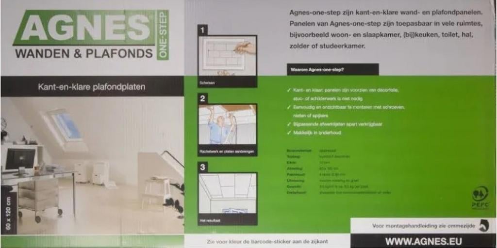 Agnes One-Step plafondplaten wit stuc 1200x600x12mm, Ophalen, Nieuw