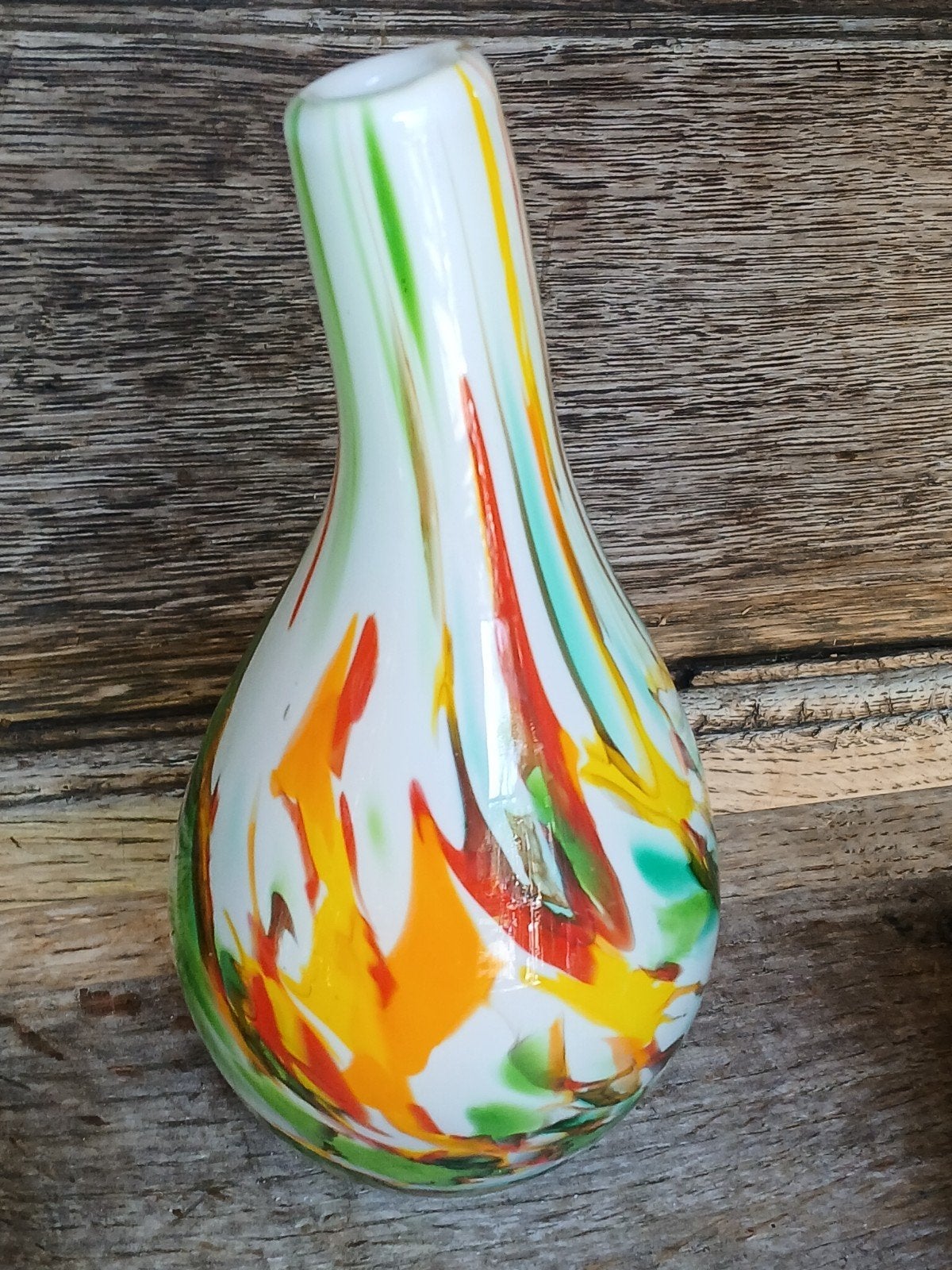 Kleurrijke glazen vaas - Handgeblazen kunstobject, Antiek en Kunst, Antiek | Vazen, Ophalen of Verzenden