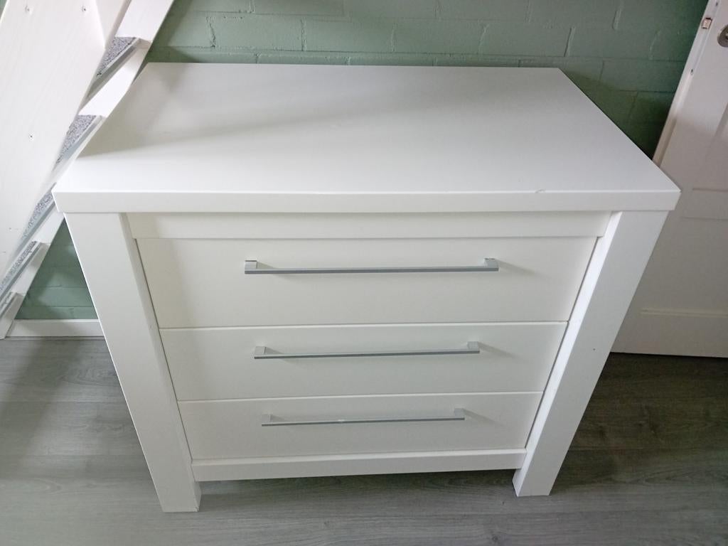 Witte commode  met 3 lades, Ophalen, Gebruikt, 55 tot 70 cm, 45 tot 65 cm