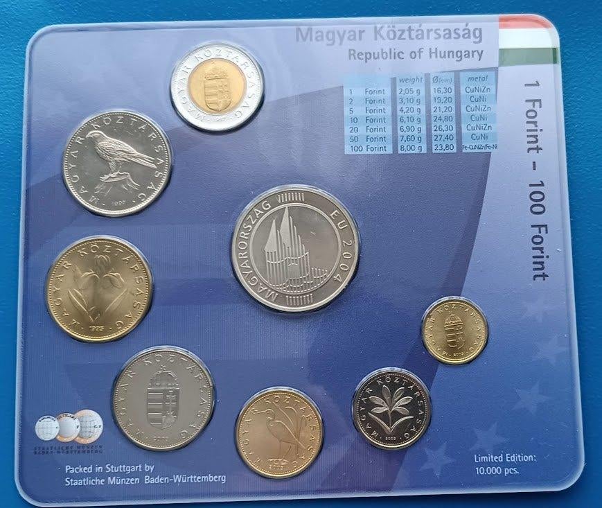 Muntset Hongarije circulatiemunten - 2004 UNC in blister, Verzenden, Overige landen, Overige waardes, Losse munt