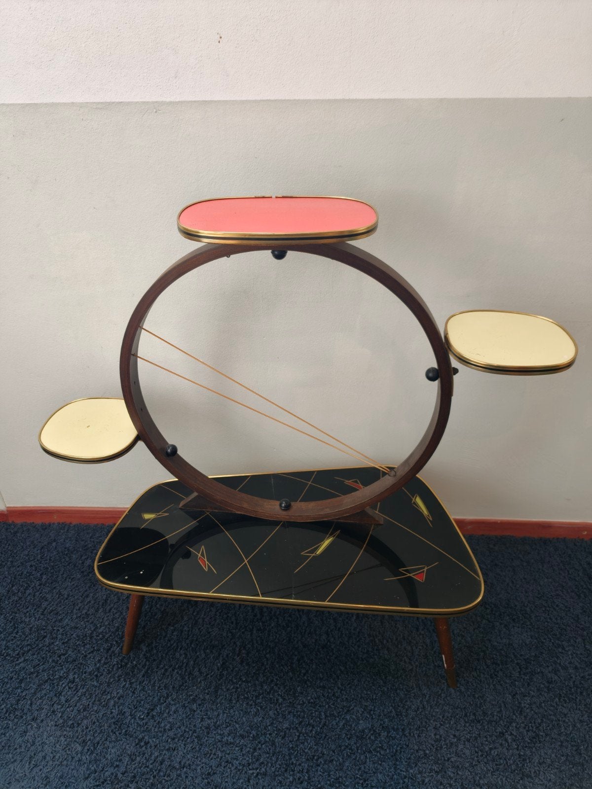 Vintage plantentafel met glasbreuk, nog steeds charmant!, Ophalen