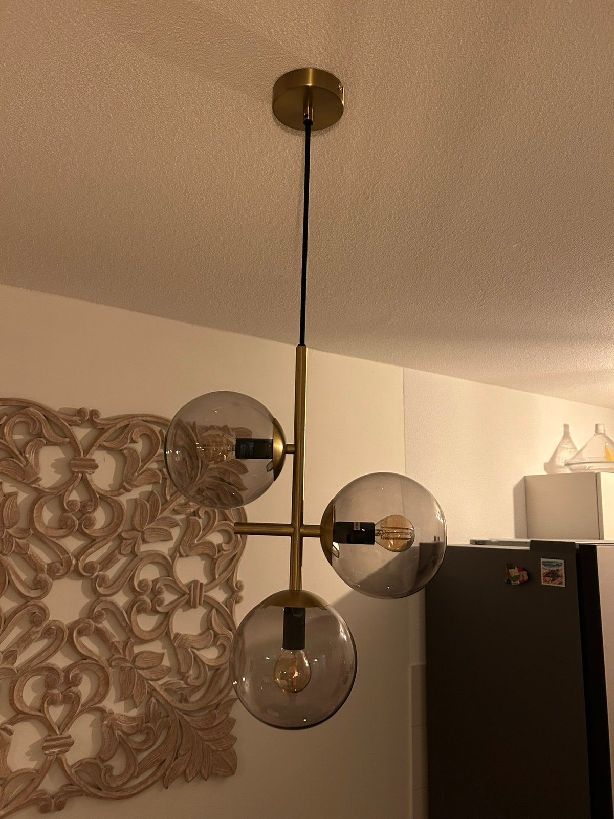 Gouden hanglamp, Ophalen of Verzenden, Zo goed als nieuw