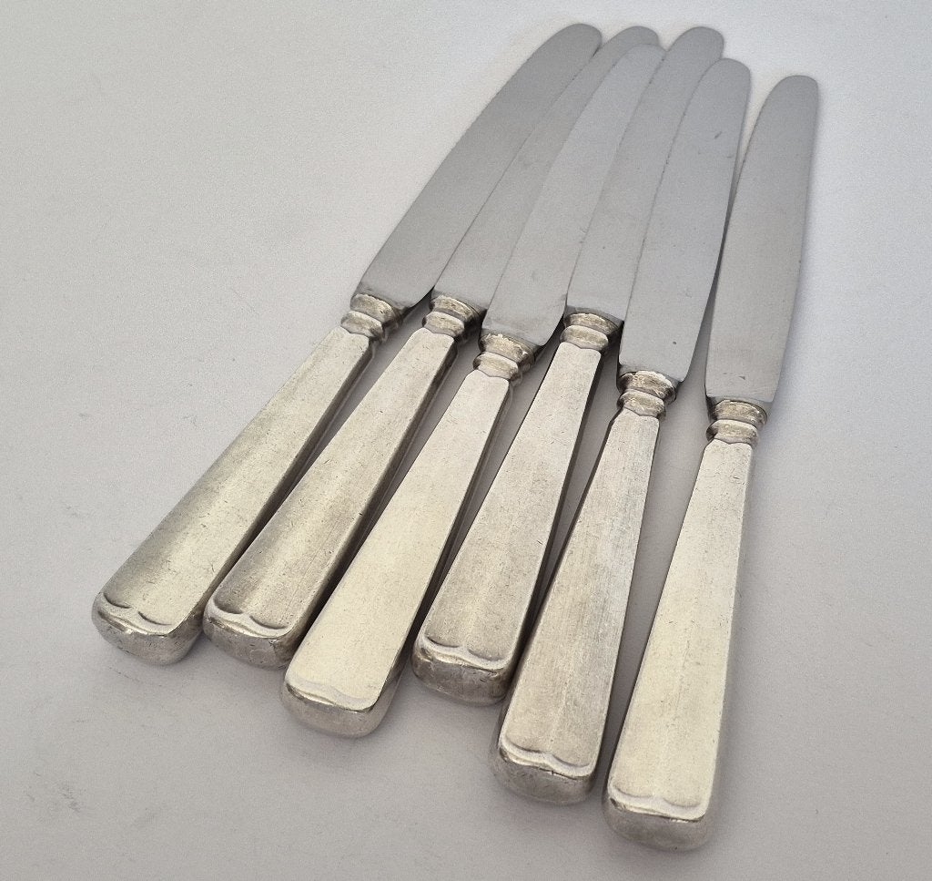 6x Verzilverde dinermessen - Haags Lofje, Ophalen of Verzenden