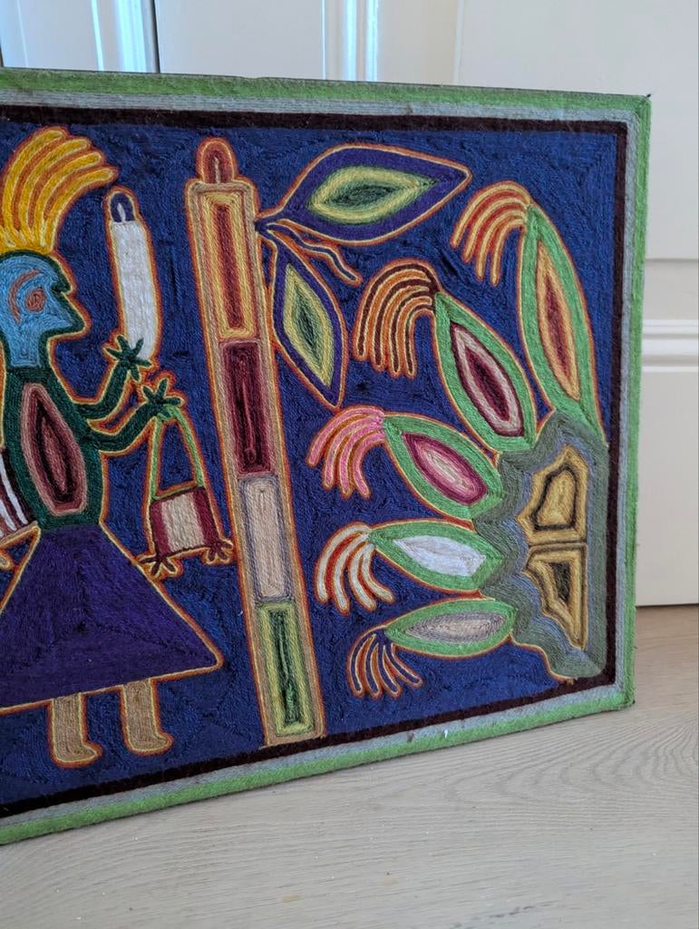 Huichol vintage kunstwerk Mexico seventies, Antiek en Kunst, Ophalen of Verzenden