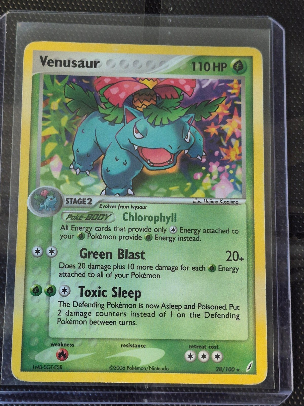 Venusaur Holo 28/100 EX Crystal Guardians Pokémon Kaart, Ophalen of Verzenden, Gebruikt, Losse kaart