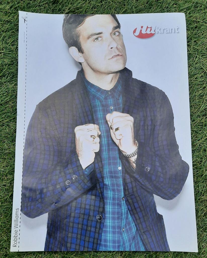 Poster A4 Hitkrant 2009 Robbie Williams / Kristen Stewart, A4 of kleiner, Ophalen of Verzenden, Muziek, Rechthoekig Staand