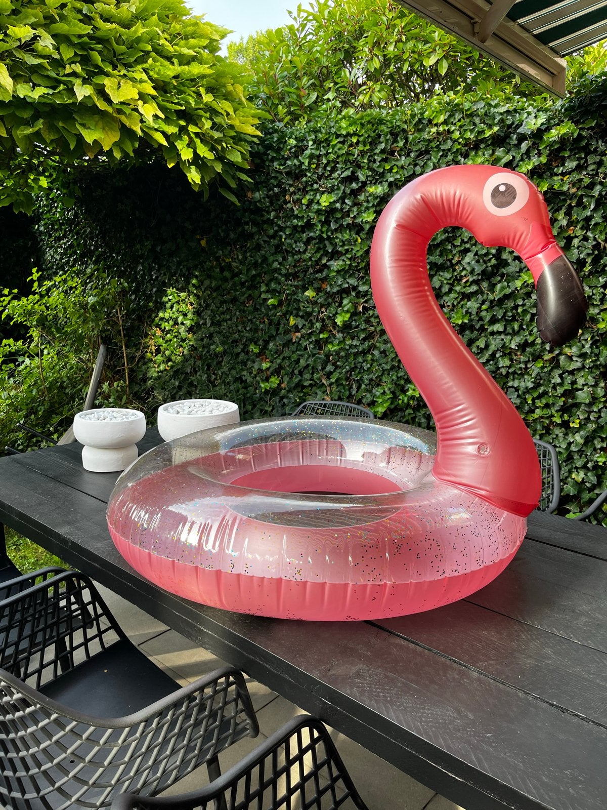 Opblaasbare Flamingo Zwemband - Roze met Glitter, Ophalen of Verzenden, Gebruikt
