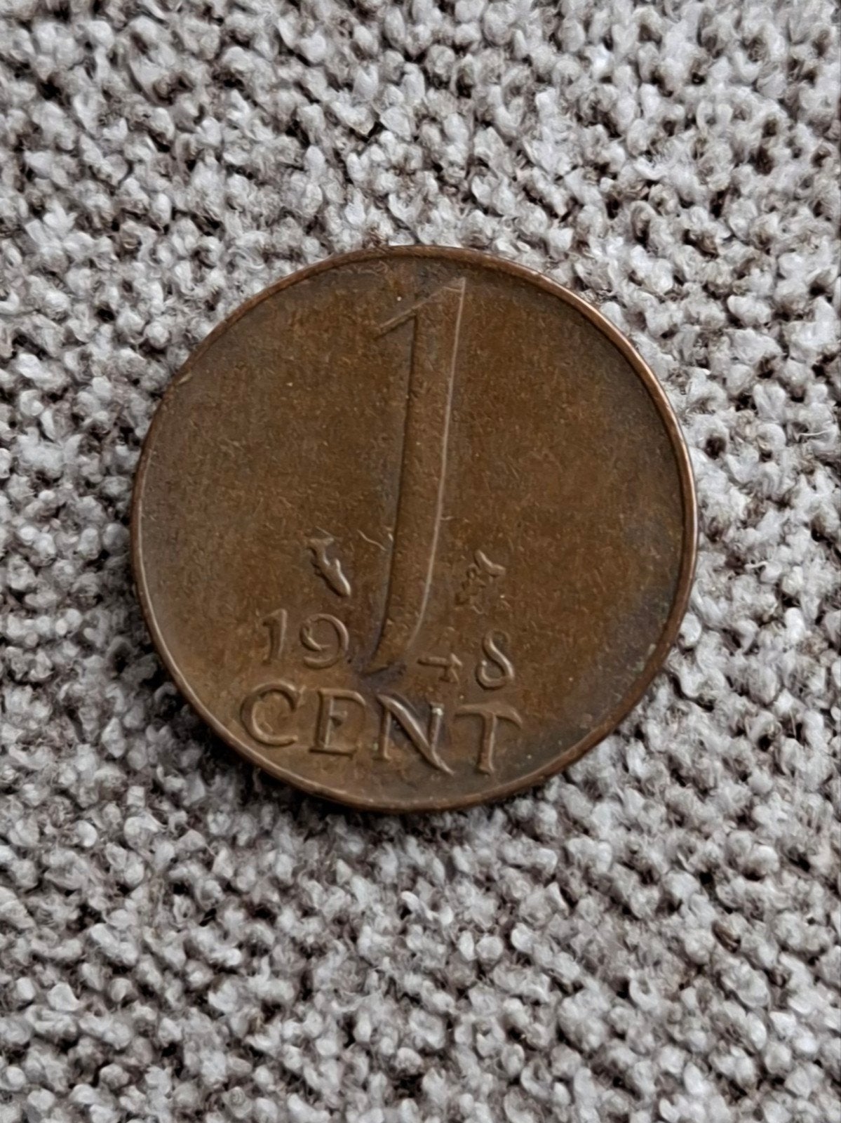 1 cent munt 1948, Wilhelmina, Ophalen of Verzenden