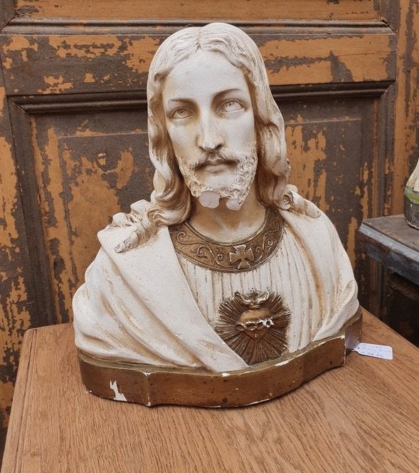 1288 religieus beeld buste jezus heilig hart borstbeeld, Ophalen of Verzenden