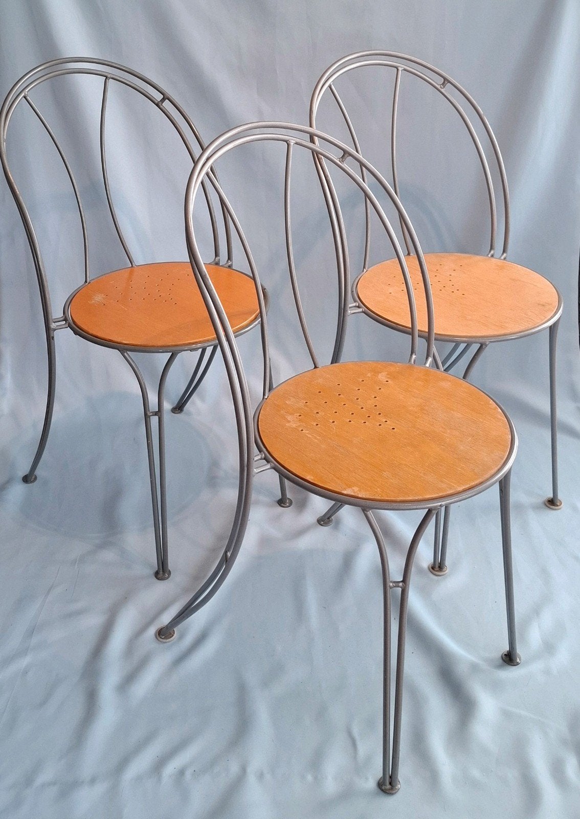 Set van 3 Vintage IKEA 'Pajala' Bistrostoelen, Huis en Inrichting, Stoelen, Ophalen, Gebruikt, Bruin