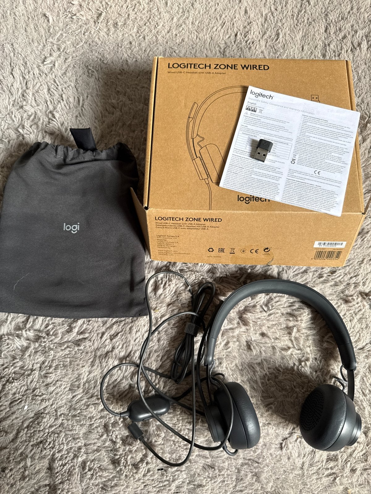 Logitech Zone Wired headset met doos, Ophalen of Verzenden, Zo goed als nieuw, On-ear