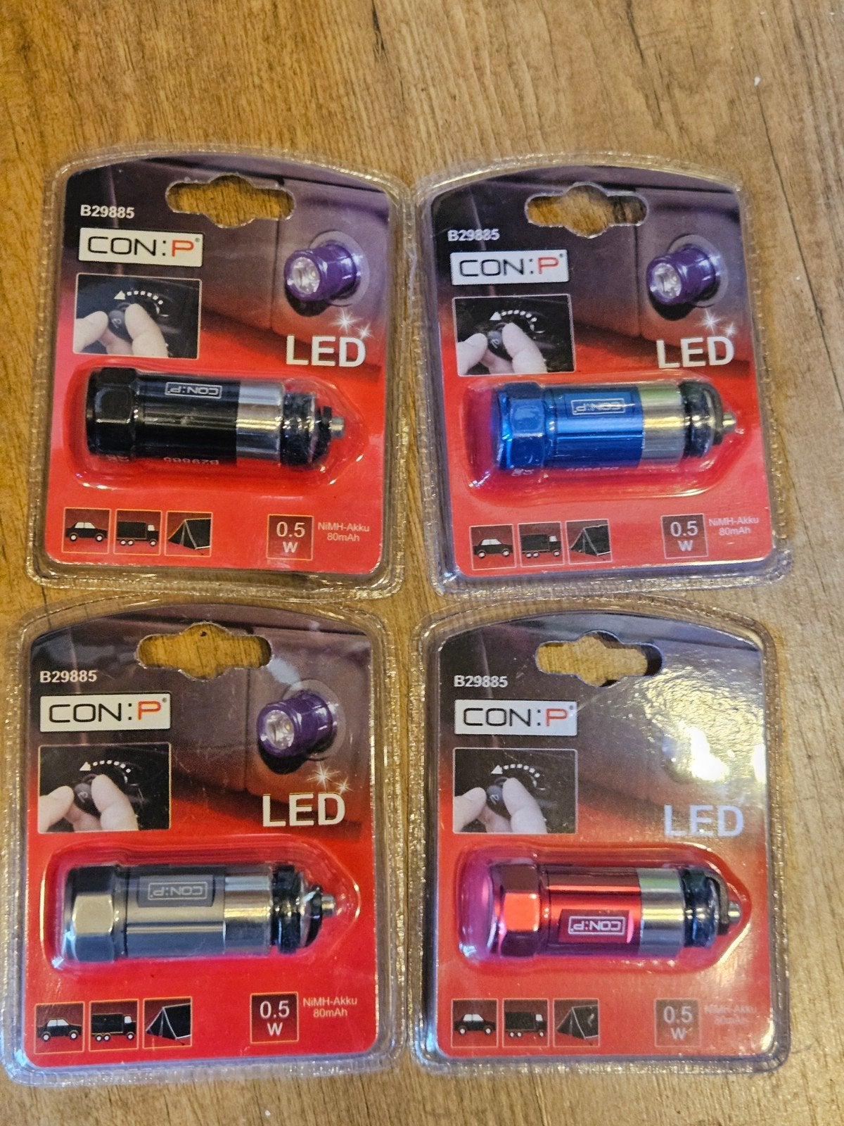 CON:P LED Zaklampen - Set van 4 (Nieuw), Ophalen of Verzenden, Nieuw, Accu
