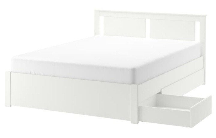 2 persoons bed 140x200, Ophalen, Wit, Tweepersoons, 140 cm