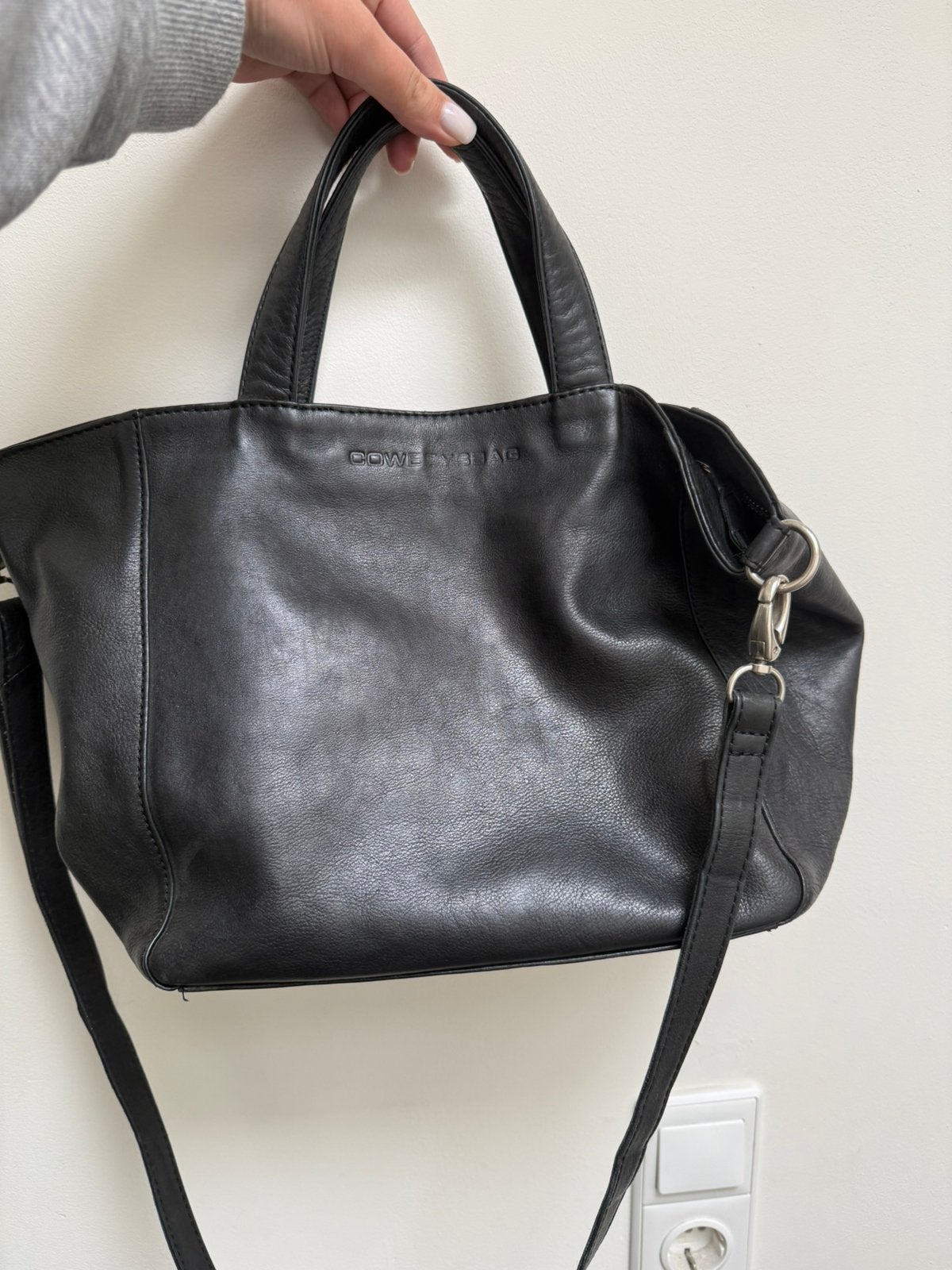 Cowboysbag zwart leer tas, 40 tot 60 cm, 20 tot 30 cm, Zwart, Minder dan 35 cm