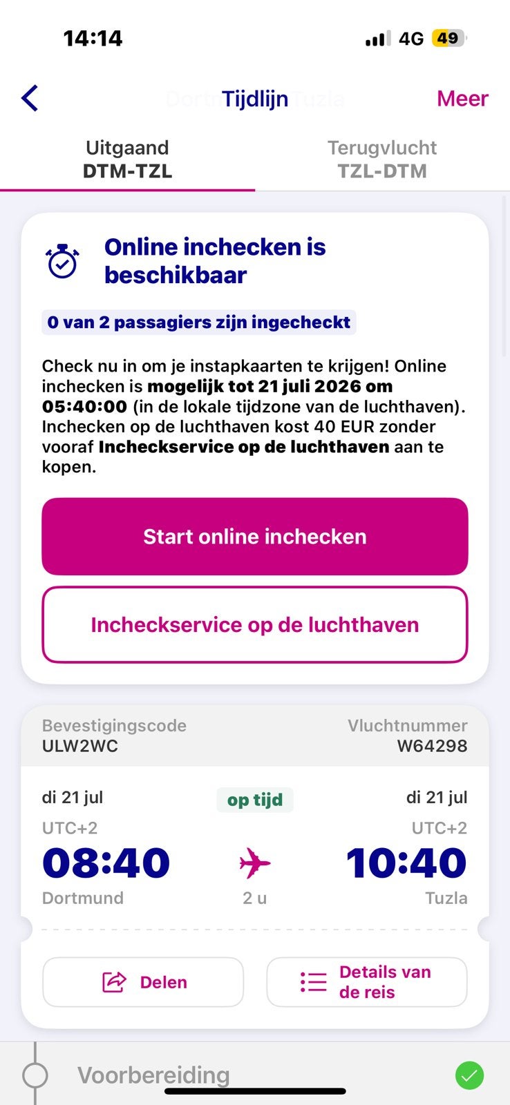 Vliegtickets retour naar Tuzla, Bosnië via Dortmund, Eén persoon, Overige soorten