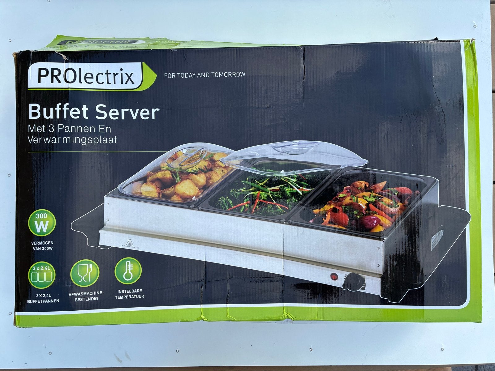 PROlectrix Buffet Server met 3 Pannen en Warmhoudplaat, Ophalen of Verzenden, Gebruikt