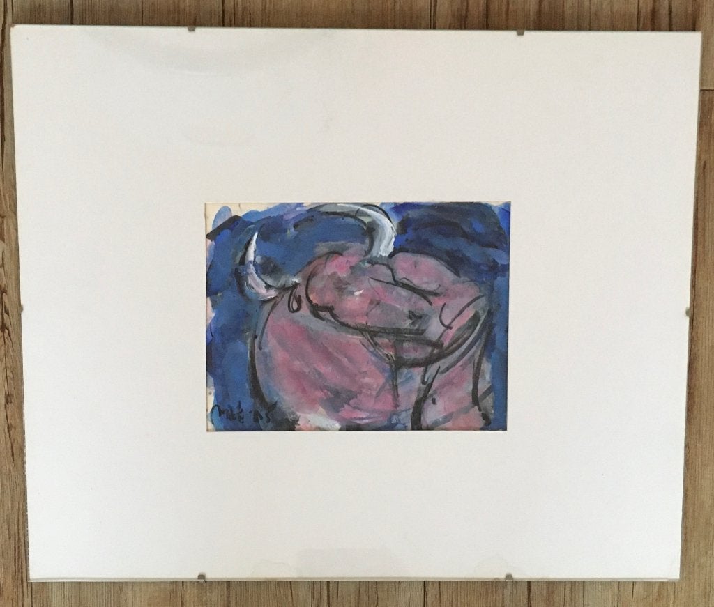 Margarita Nicolaas - Unieke stier in paars & blauw, Antiek en Kunst, Ophalen
