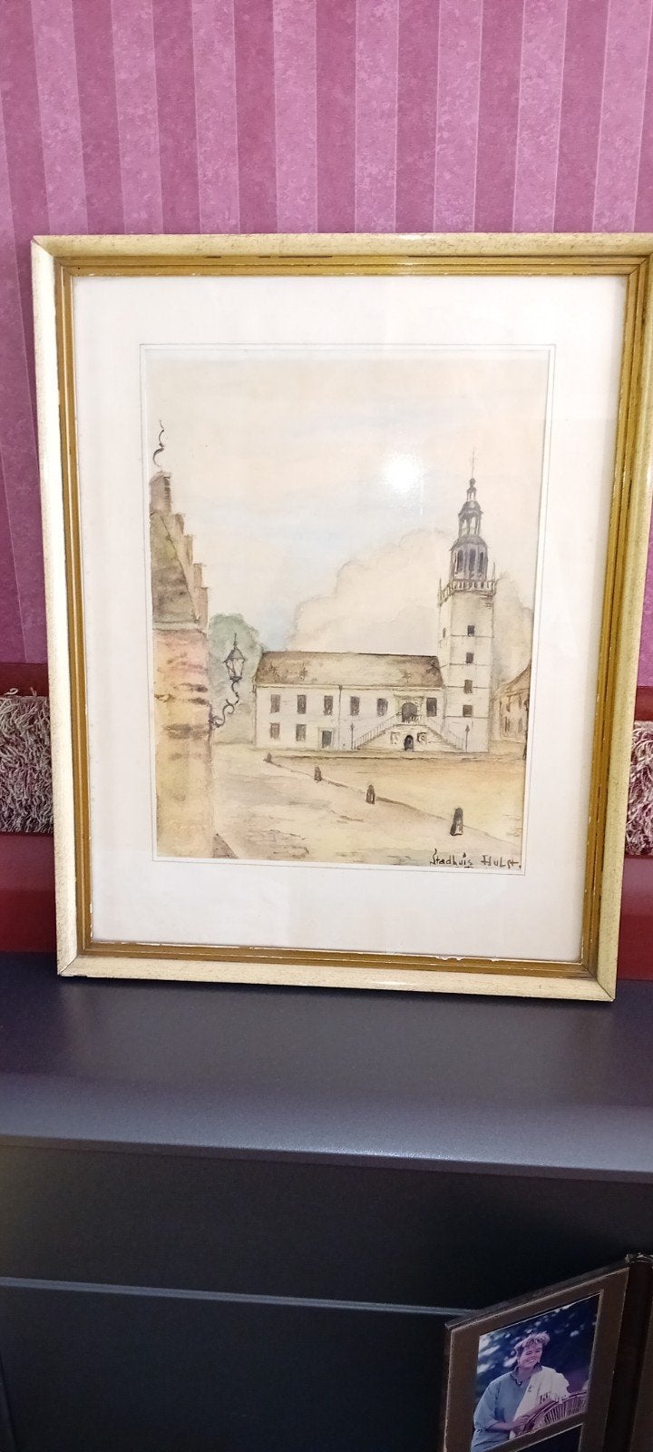 aquarel, stadhuis Hulst 1953, Antiek en Kunst, Ophalen, Overige typen