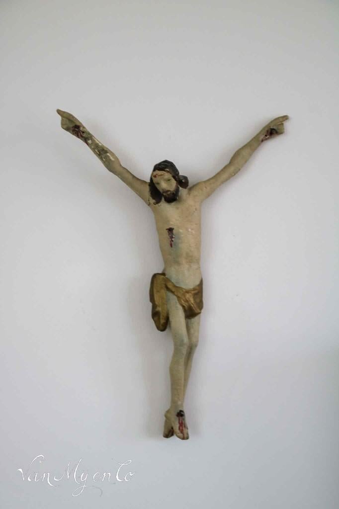 Antieke polychrome houten corpus., Antiek en Kunst, Curiosa en Brocante, Ophalen of Verzenden