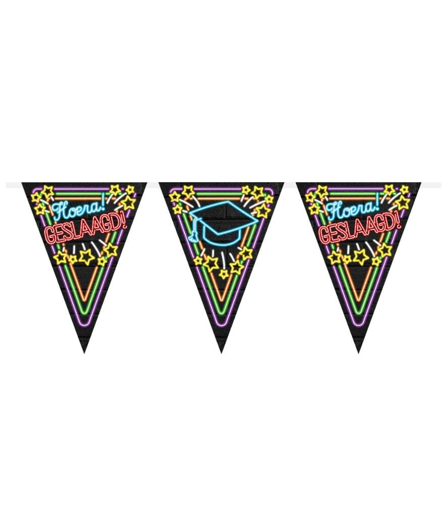 Vlaggenlijn neon – geslaagd (7012916), Versiering, Info@all4funbaarlo.nl, A, Nieuw