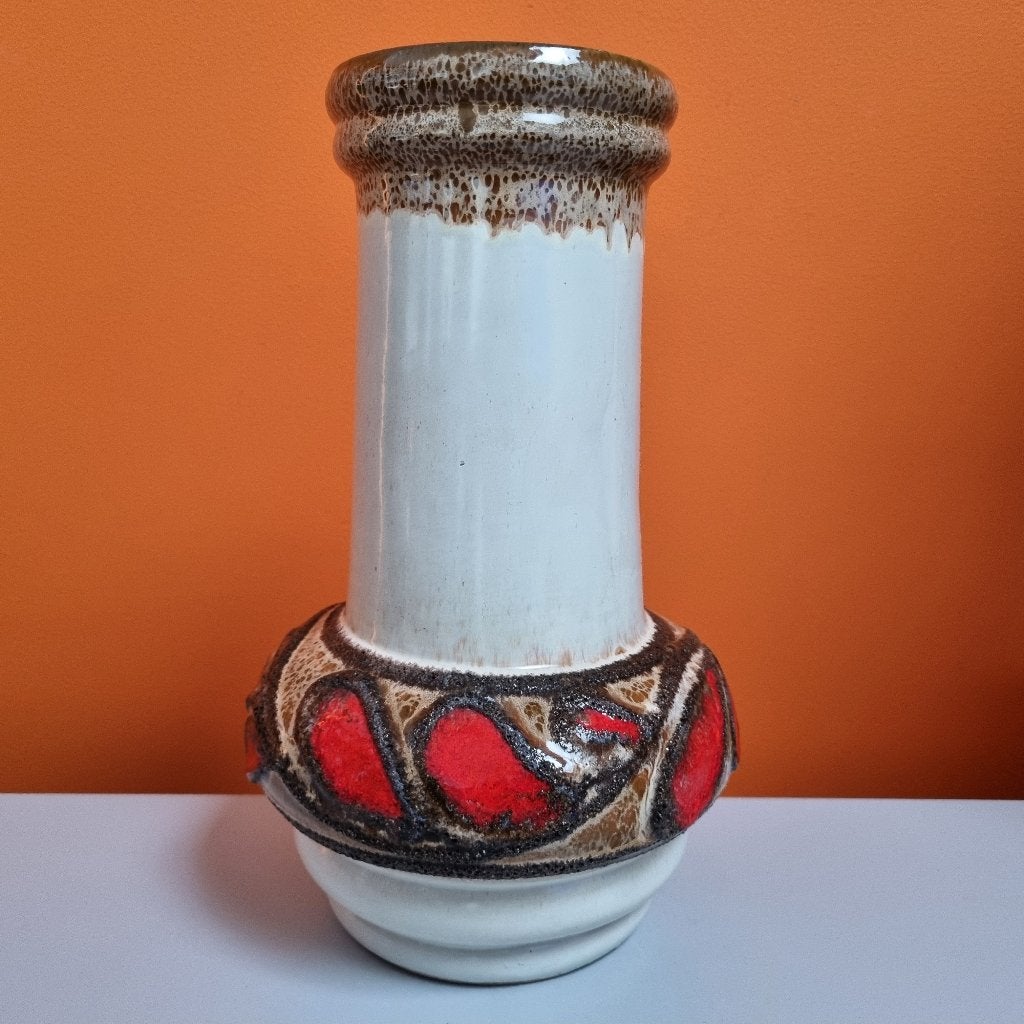retro vintage keramiek vaas Strehla Germany GDR 70s, Verzenden, Zo goed als nieuw, Rood