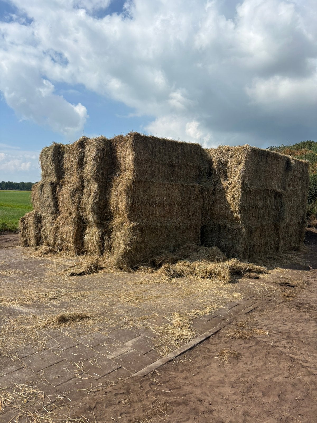Mooie hooi balen van natuurland, Ophalen