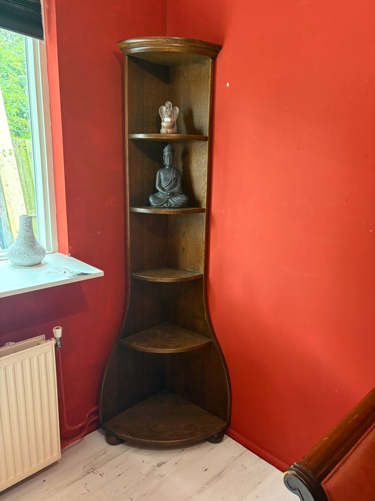 Houten hoekkast/hoek wandrek, Huis en Inrichting, Kasten | Vitrinekasten, Ophalen, 50 tot 100 cm, Zo goed als nieuw, Minder dan 100 cm