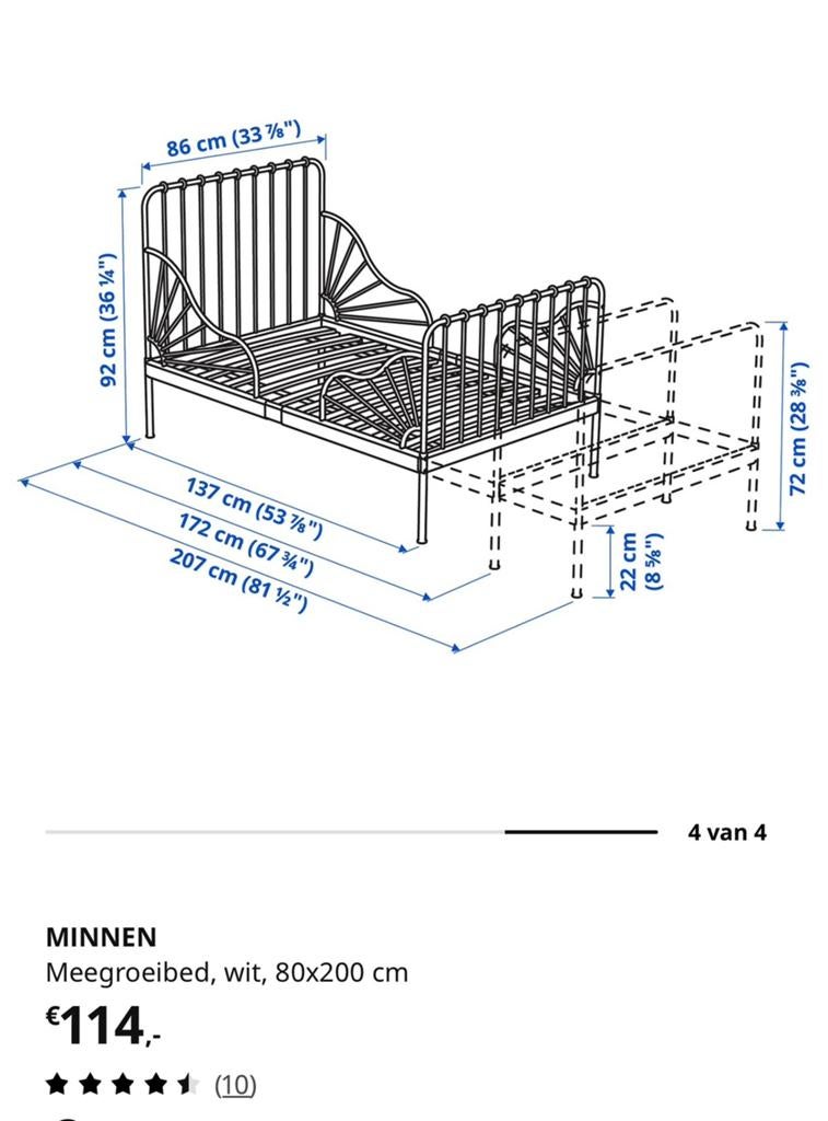 IKEA Kinderbed, Ophalen, 70 tot 85 cm, 140 tot 160 cm, Zo goed als nieuw