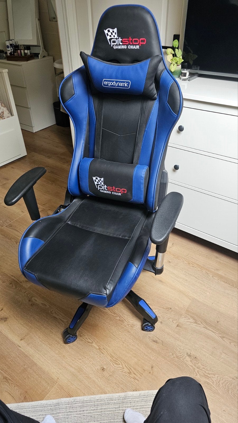 Pitstop Gaming Chair - Blauw/Zwart Bureaustoel, Huis en Inrichting, Ophalen, Gaming bureaustoel, Gebruikt, Blauw