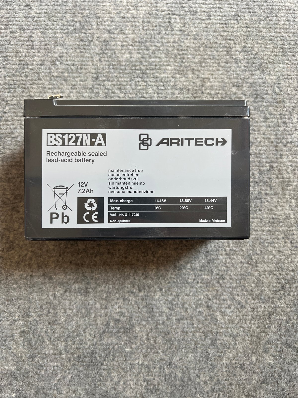 Accu voor alarmsysteem - Aritech BS127N-A 12V 7.2Ah, Ophalen, Gebruikt, Overige typen, Overige soorten