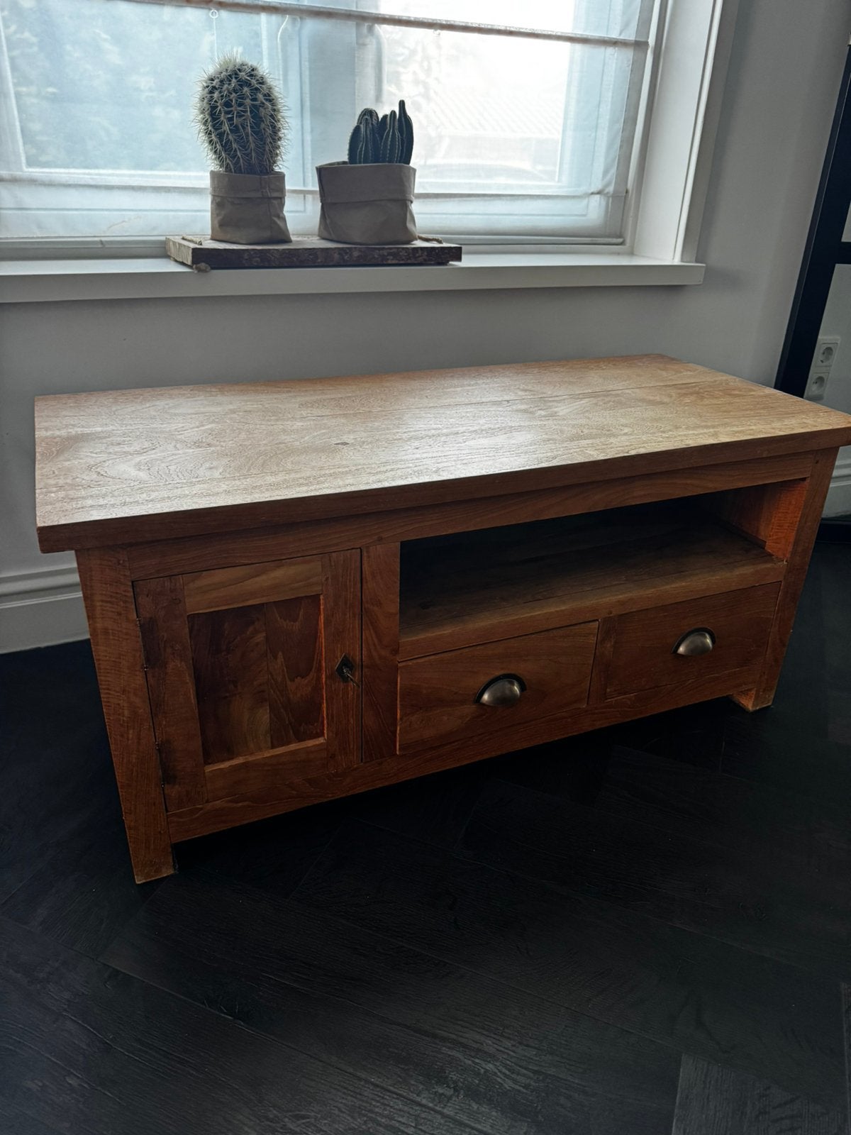 Tv meubel teak hout, Huis en Inrichting, Kasten | Televisiemeubels, Ophalen, Zo goed als nieuw, 25 tot 50 cm, Minder dan 100 cm