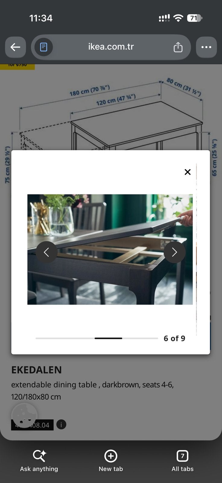 Uitschuifbare eettafel Ekedalen (Ikea) met 4 stoelen, Ophalen, Gebruikt, 50 tot 100 cm, 150 tot 200 cm