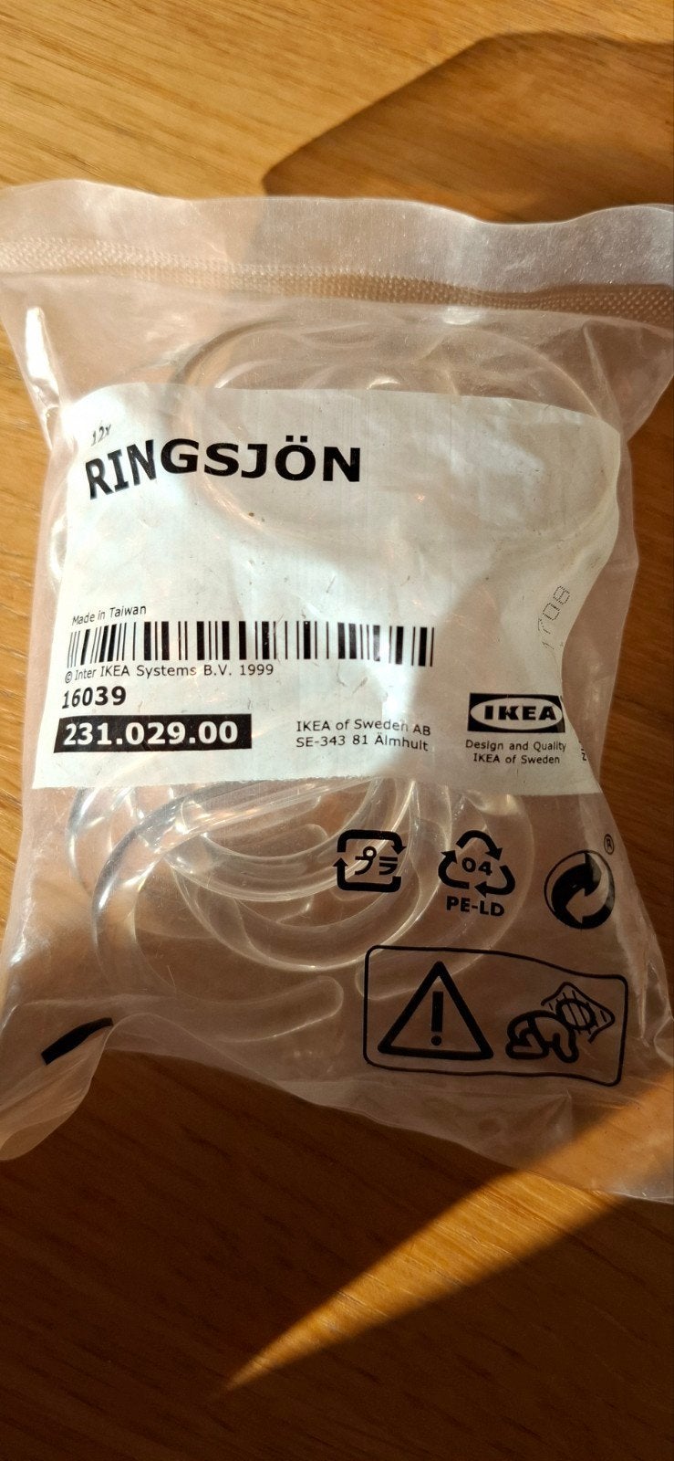 IKEA Ringsjön Douchegordijn Ringen - Transparant (12 stuks), Ophalen, Nieuw, Overige kleuren, IKEA
