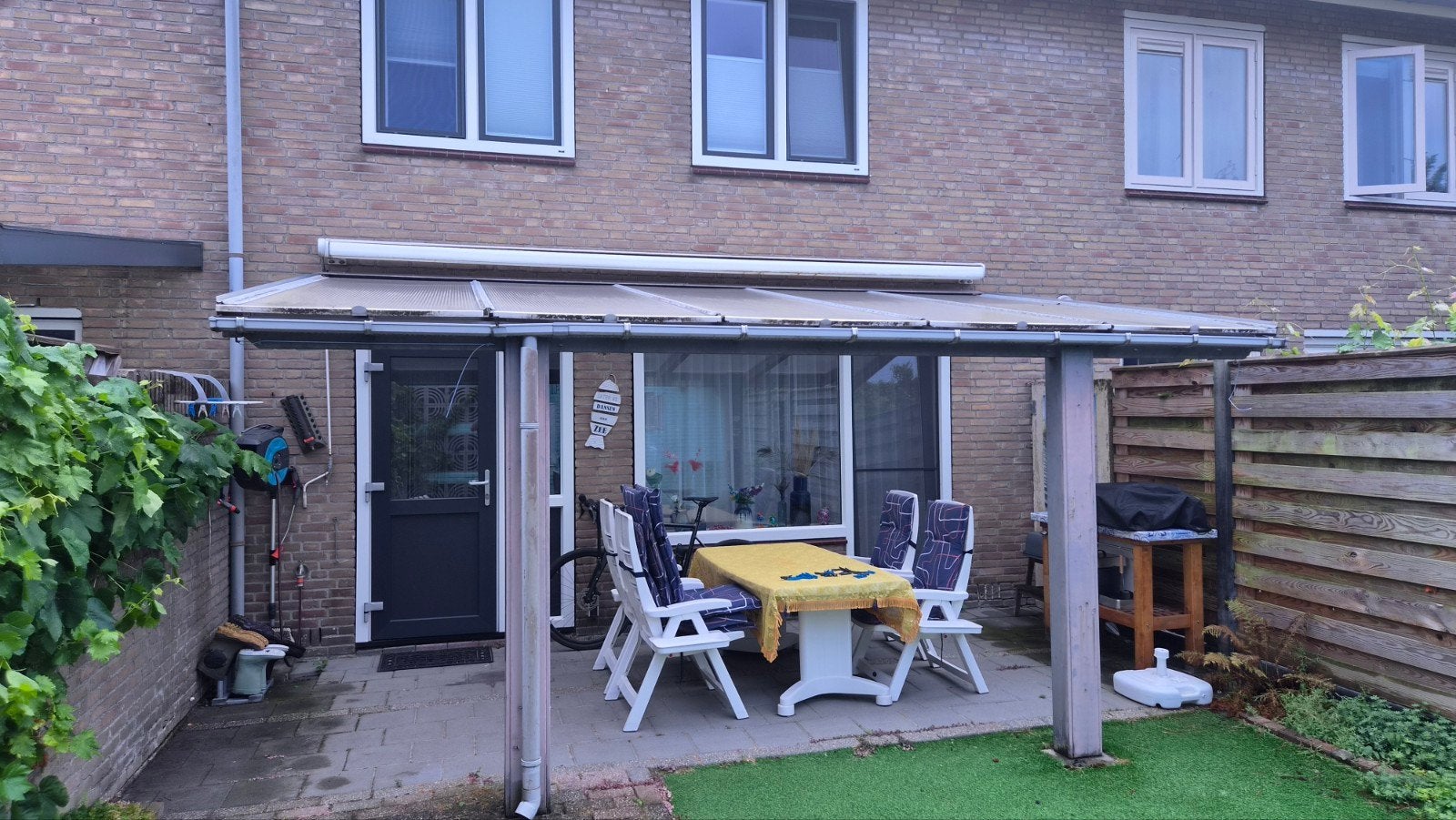 Houten overkapping 5x3m met polycarbonaat dak, Ophalen, Gebruikt, Veranda