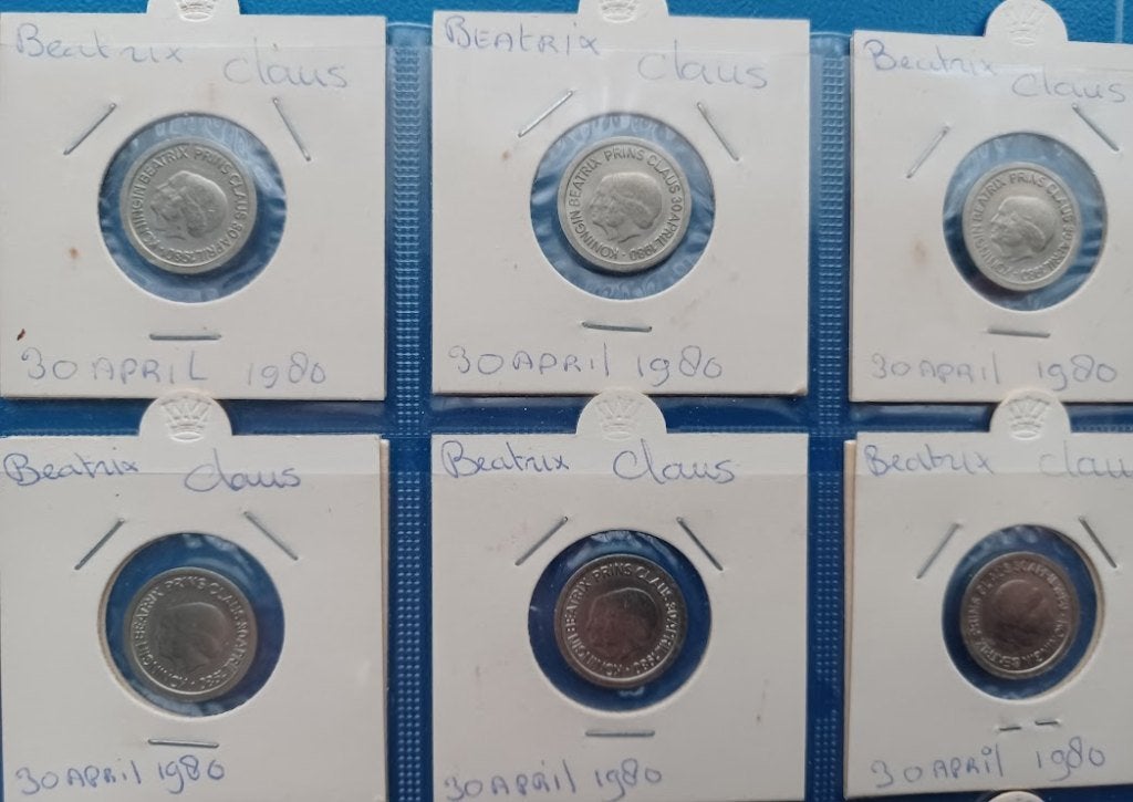Lot van 16 x 5 cents penningen Koningin Beatrix UNC, Verzenden, Overige materialen, Nederland