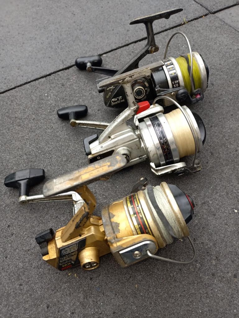 Set van 3 zeevis molens: Daiwa, Ryobi DX5, Ryobi MX40D, Ophalen of Verzenden, Gebruikt, Molen