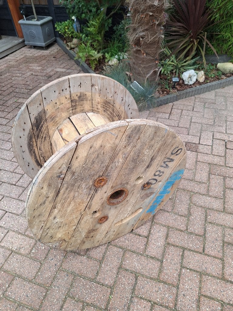 houten haspel doorsnee 80/ hoogte 52 cm, leuk als tafel, Gebruikt, Rond, 75 cm of meer, Hout