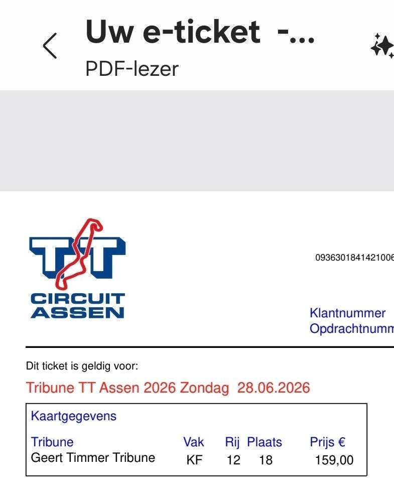 1 kaart TT 2026 GT-Tribune, Eén persoon