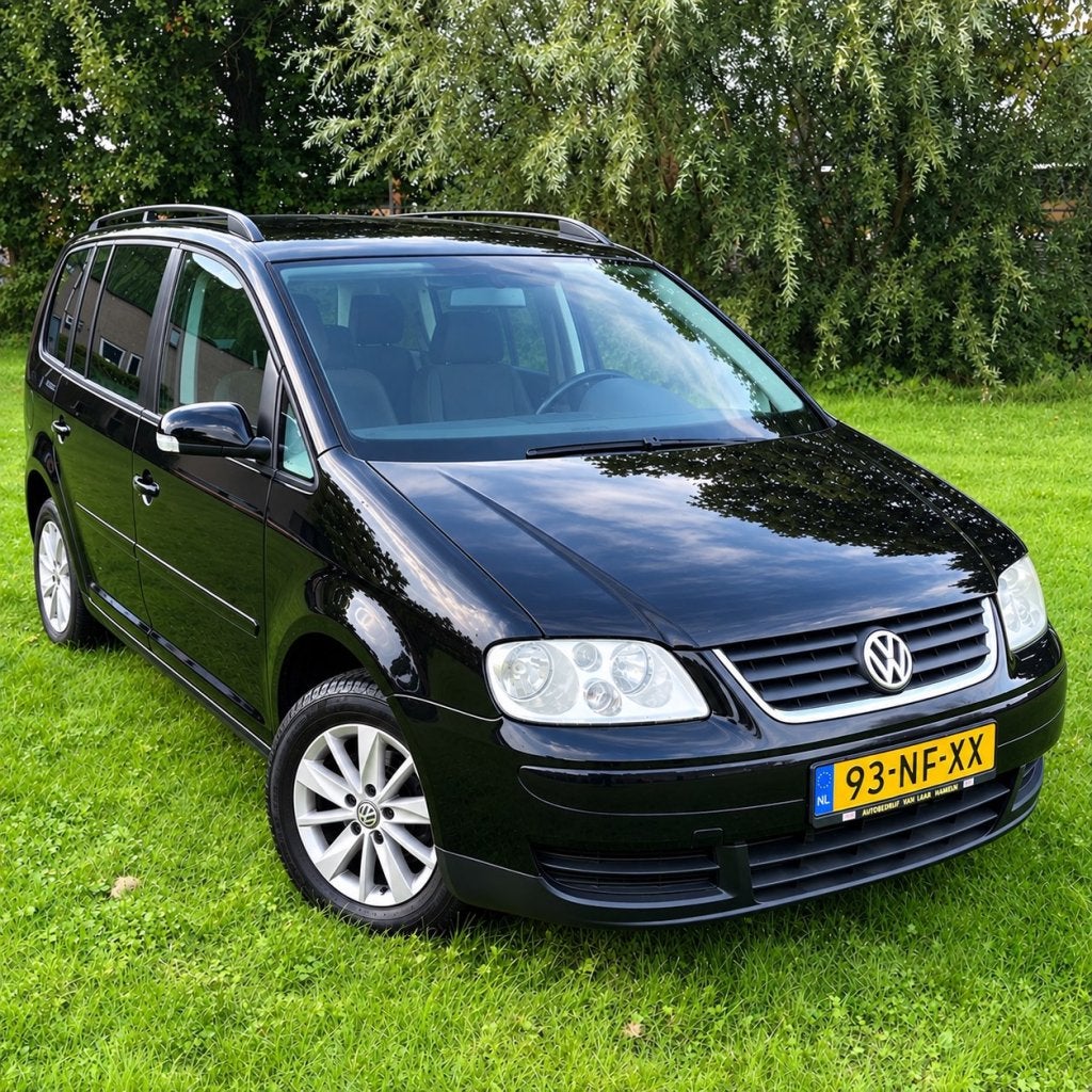 ✅ Volkswagen Touran 1.6 FSI Zwart 2003 Benzine 5-pers, Voorwielaandrijving, Stof, 1600 cc, 116 pk
