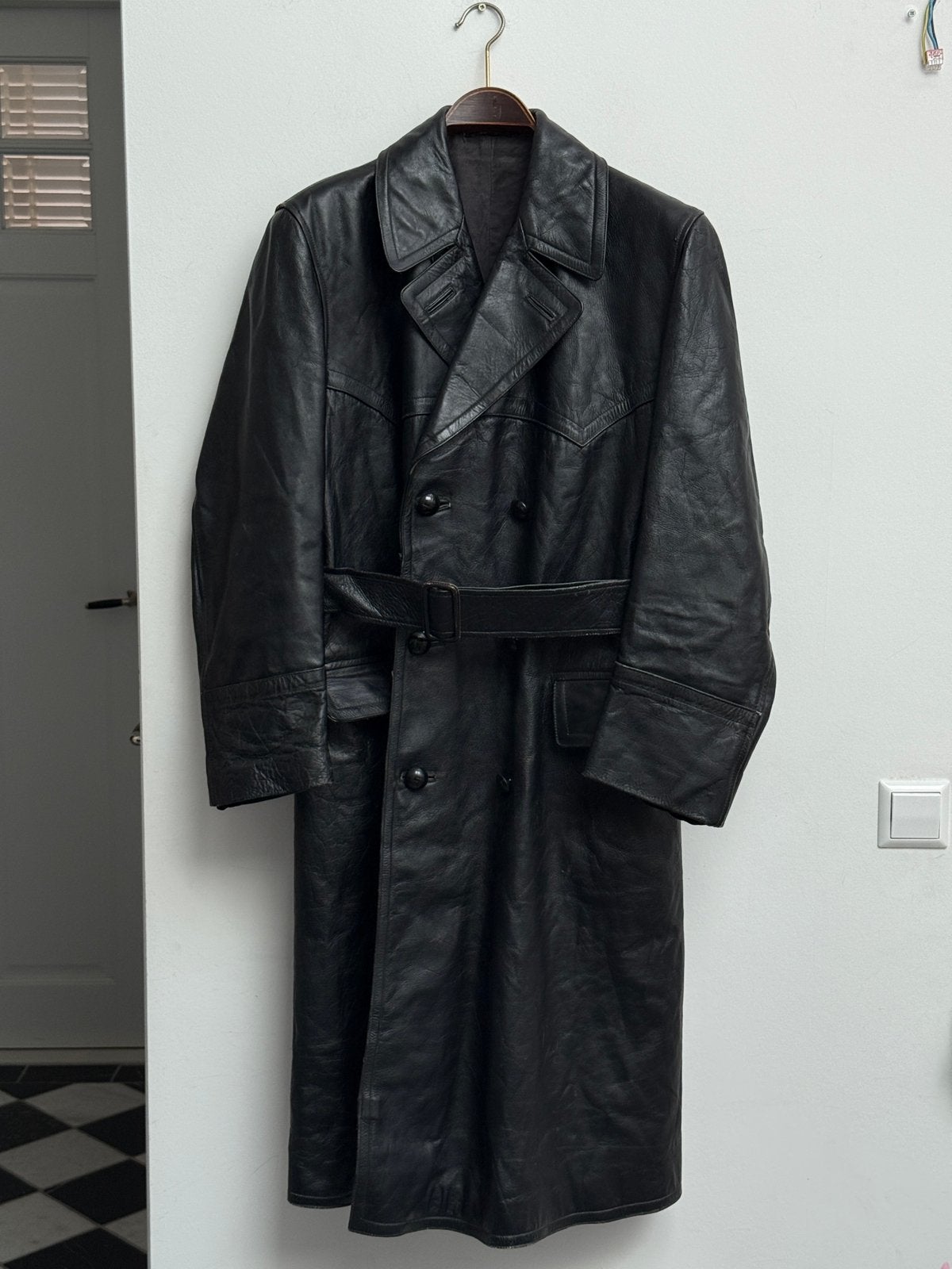 Verha Amsterdam Vintage Leren Trenchcoat Zwart Heren 50, Ophalen of Verzenden, Zo goed als nieuw, Maat 52/54 (L), Zwart