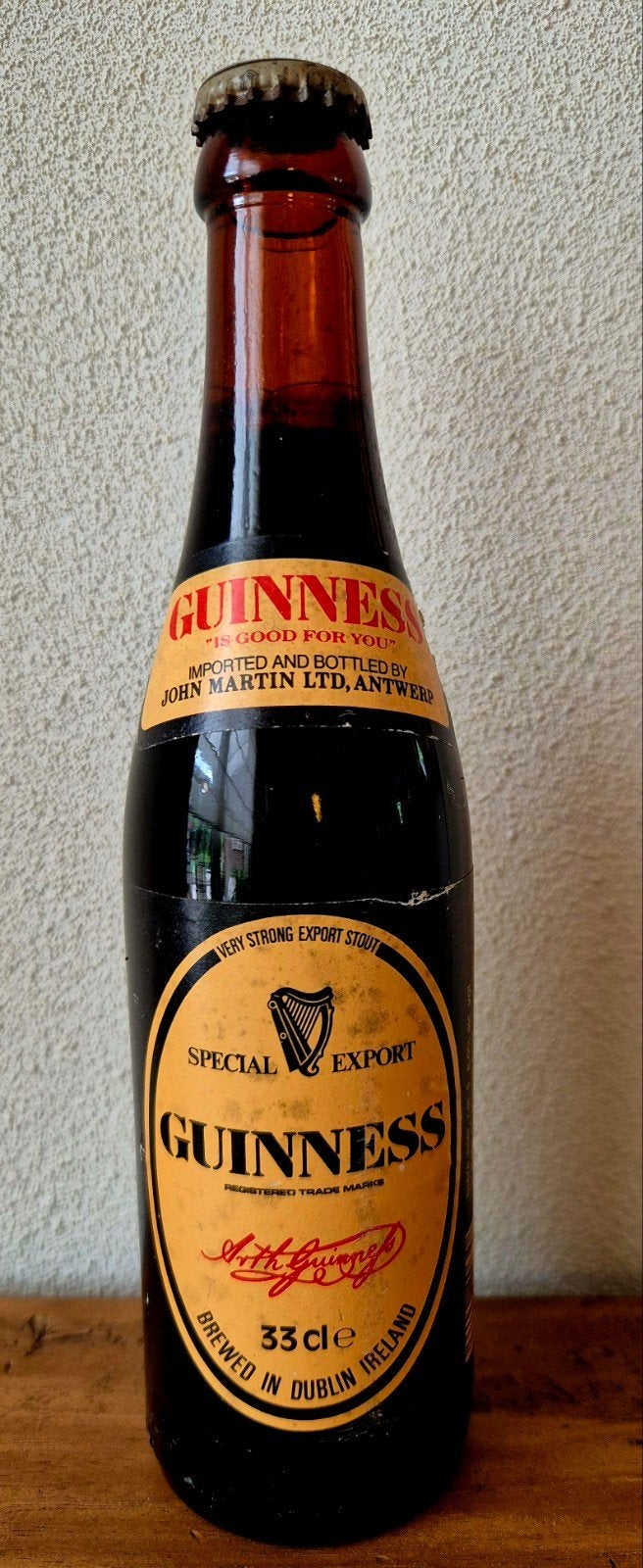 1988 fles bier Guinness Special Export stout van 33 cl, Verzamelen, Ophalen of Verzenden, Zo goed als nieuw, Flesje(s), Overige merken