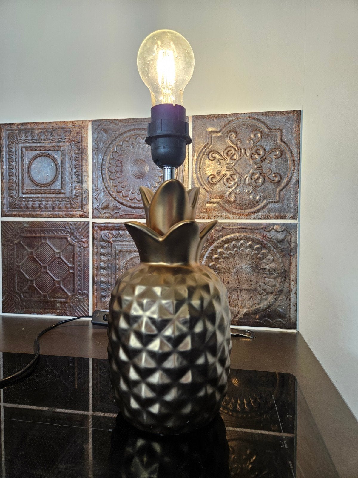Gouden Ananas Tafellamp - Zonder Bol, Huis en Inrichting, Gebruikt, Overige merken, Goud, Sfeerlamp